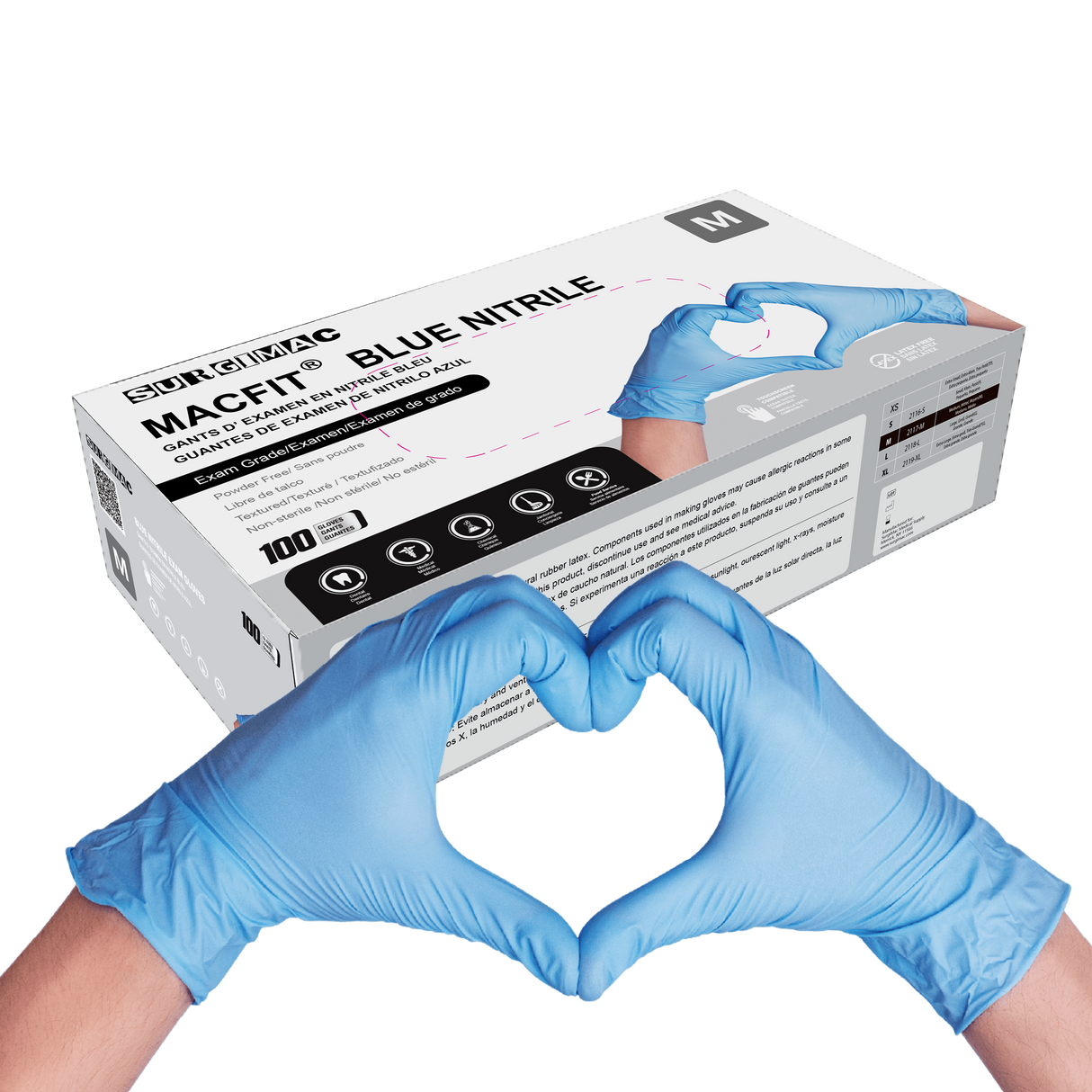Nitrile Exam Gloves MacFit by SurgiMac | Blue | 100 Count