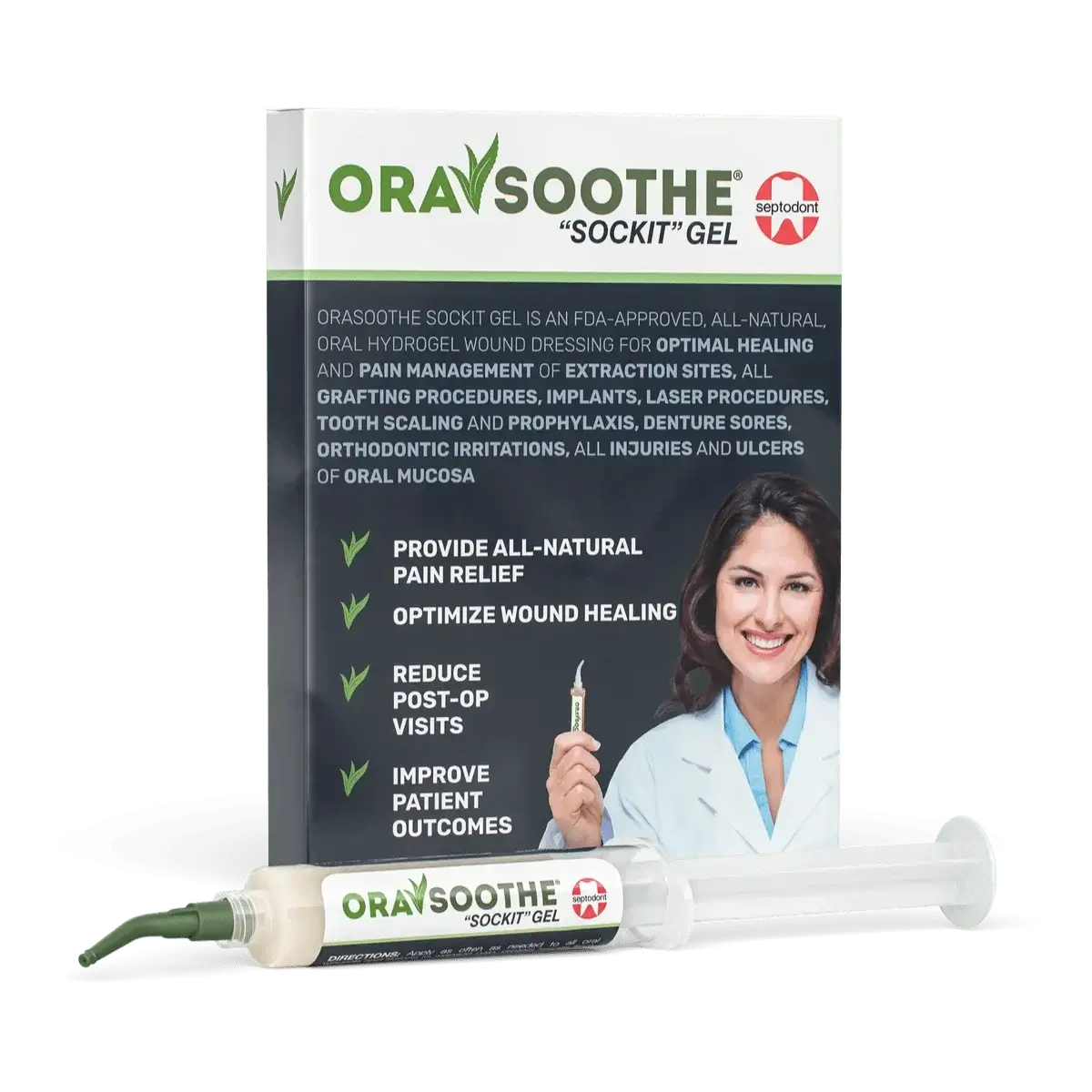 Orasoothe Sockit Oral Hydrogel Wound Dressing, 10 gm Syringe, 5/Pk 01S0600