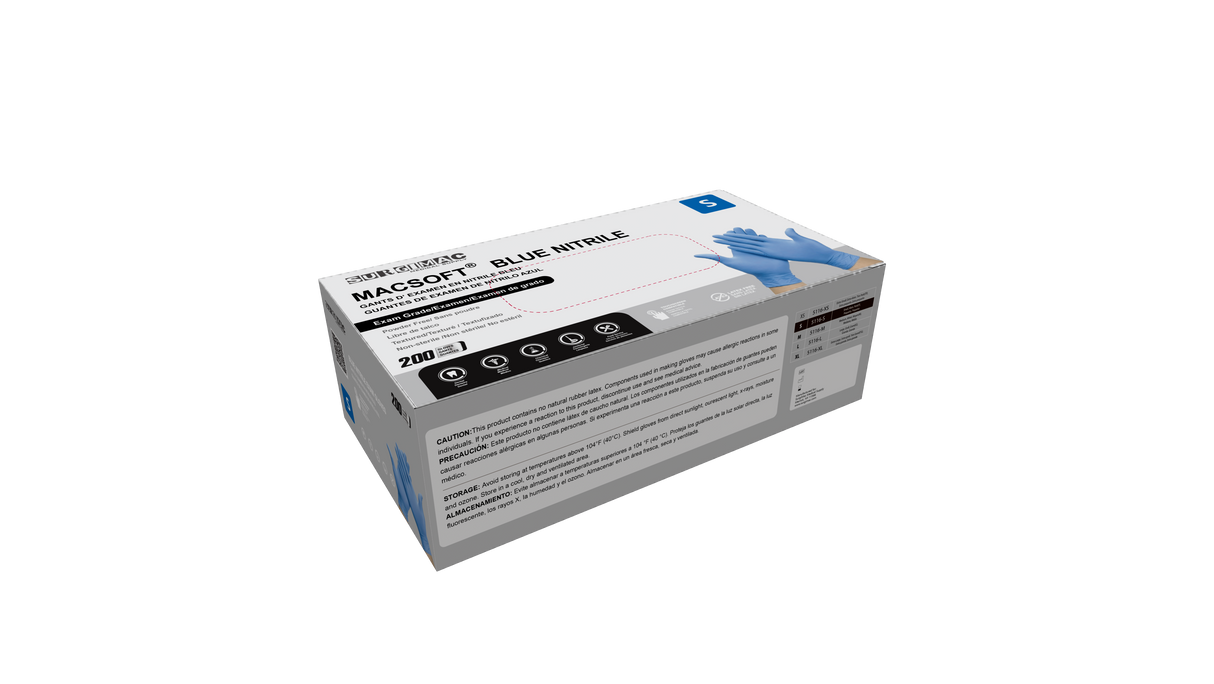 Nitrile Exam Gloves MacSoft by SurgiMac | Blue | Chemo Tested | 200 Count