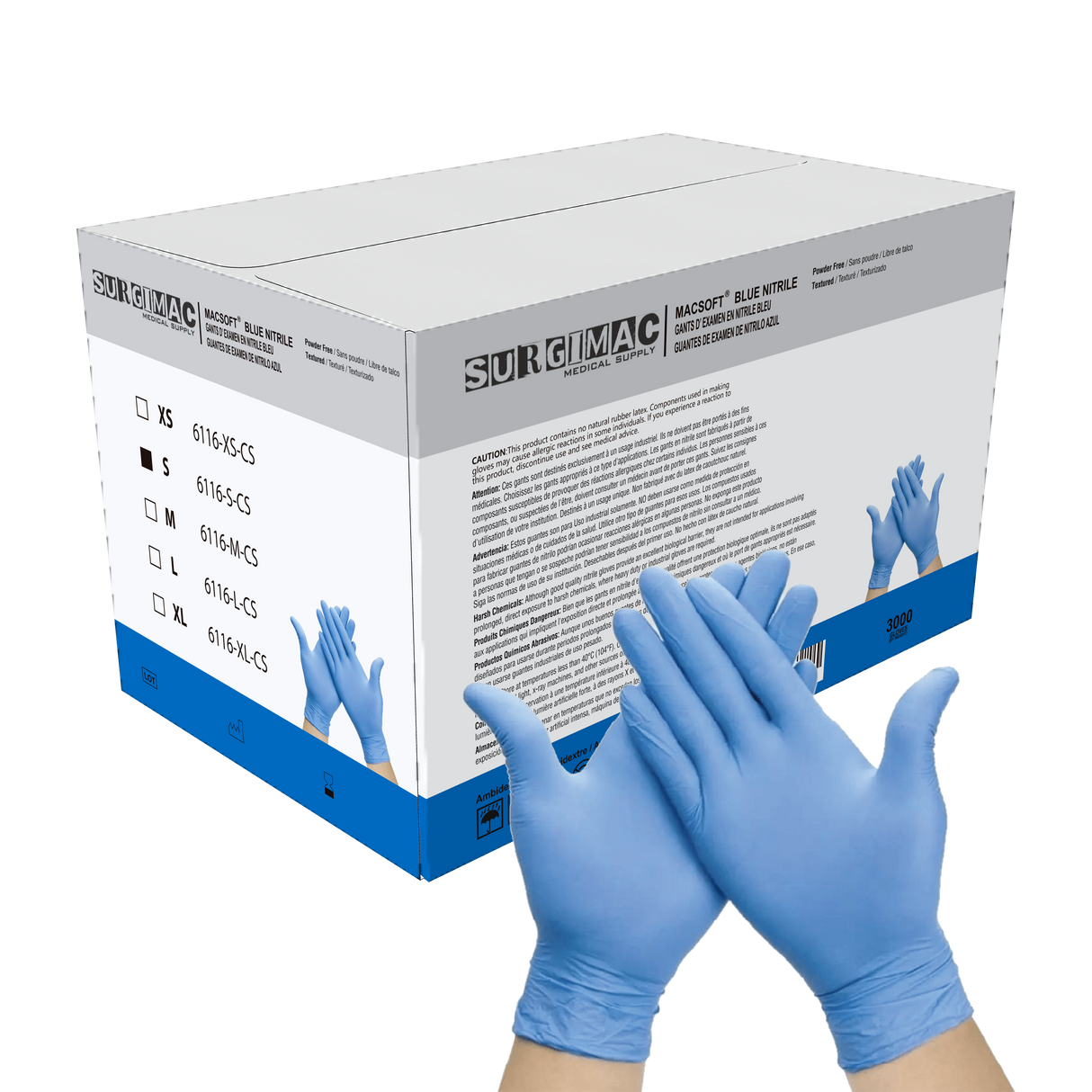Nitrile Exam Gloves MacSoft by SurgiMac | Blue | Chemo Tested | 300 Count