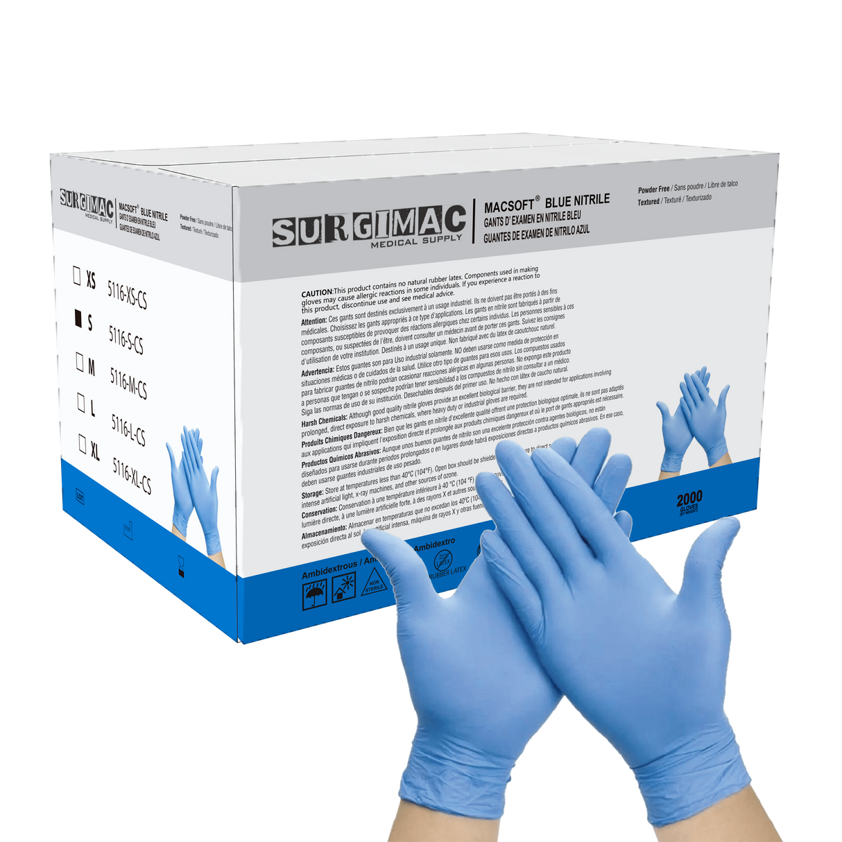 Nitrile Exam Gloves MacSoft by SurgiMac | Blue | Chemo Tested | 200 Count