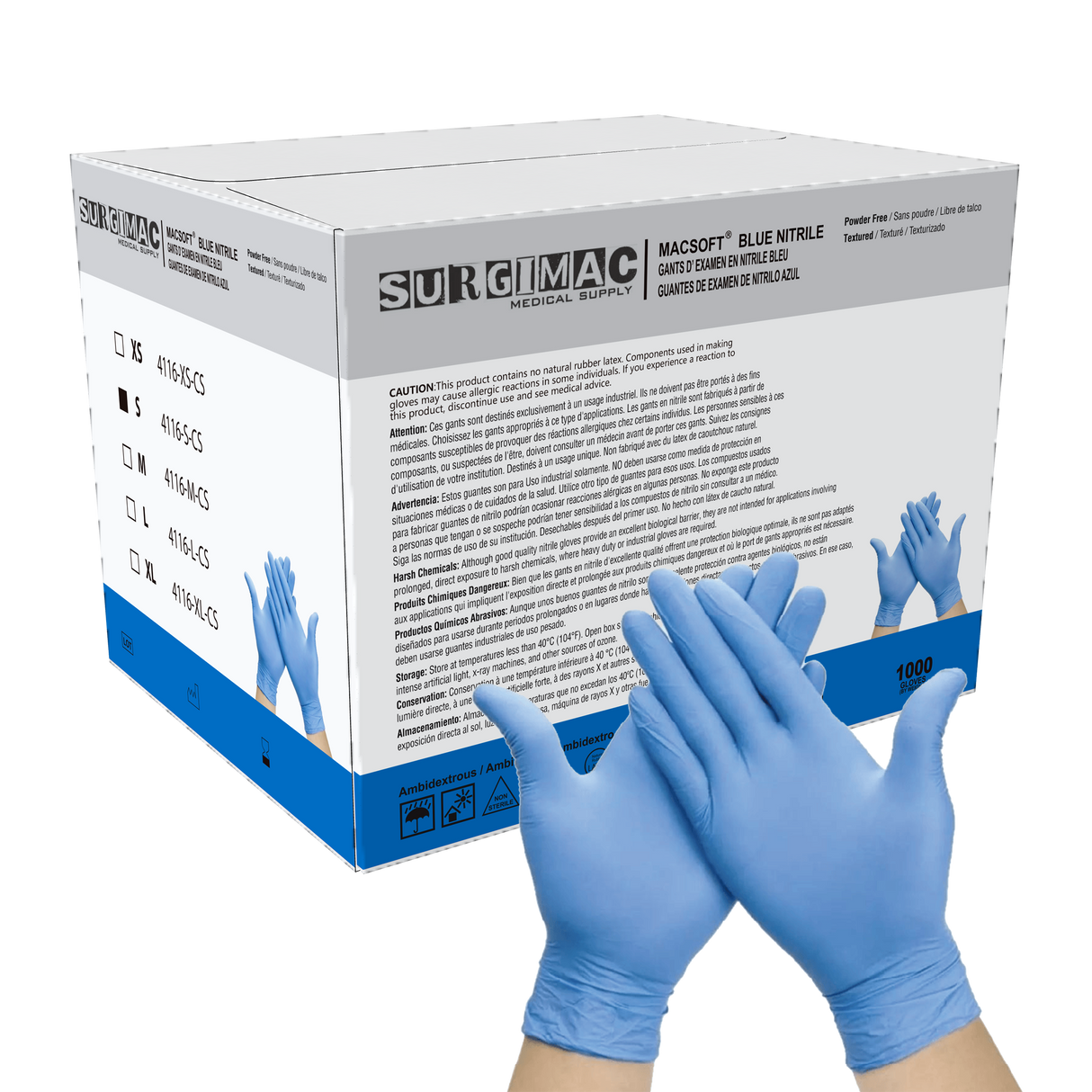 Nitrile Exam Gloves MacSoft by SurgiMac | Blue | Chemo Tested | 100 Count