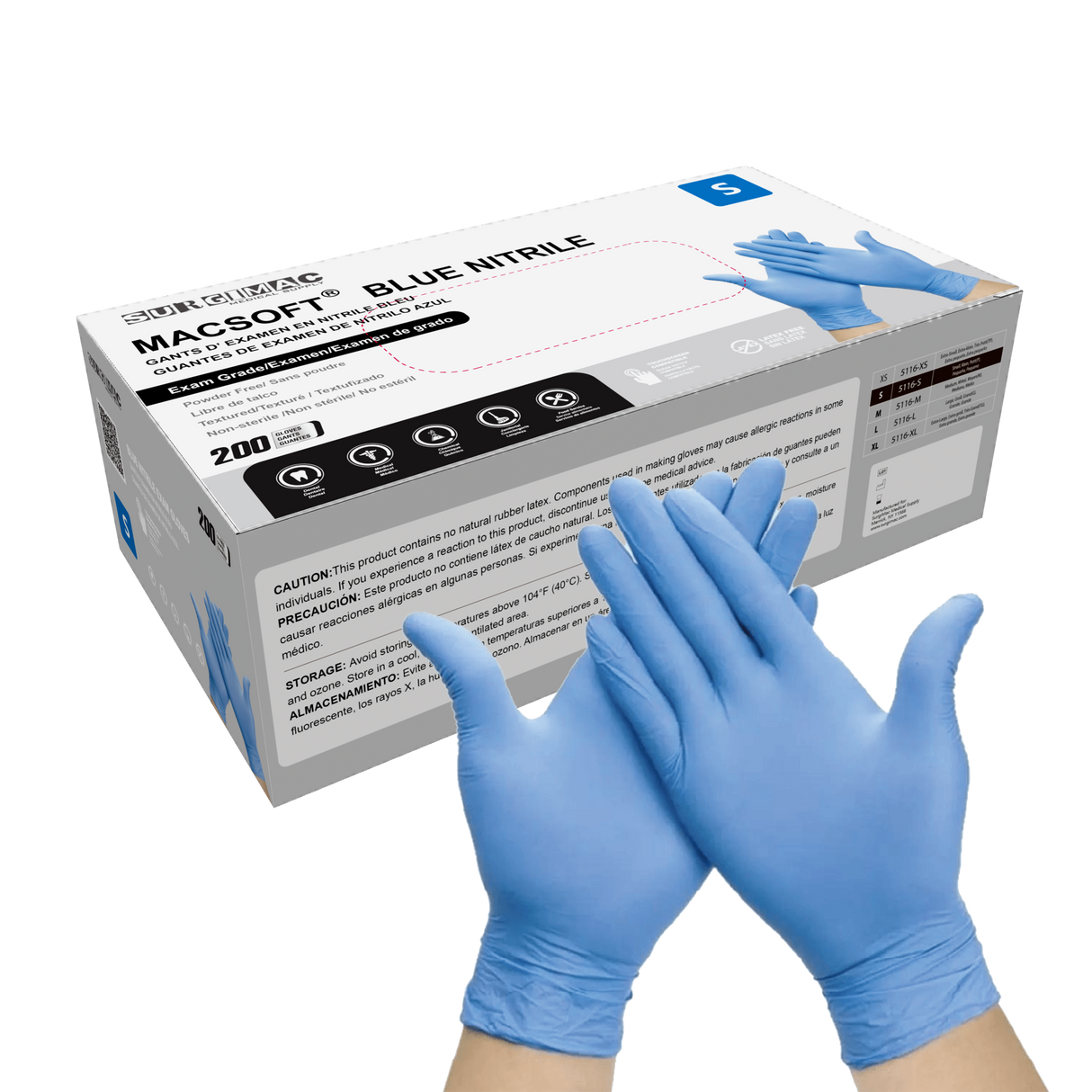 Nitrile Exam Gloves MacSoft by SurgiMac | Blue | Chemo Tested | 200 Count