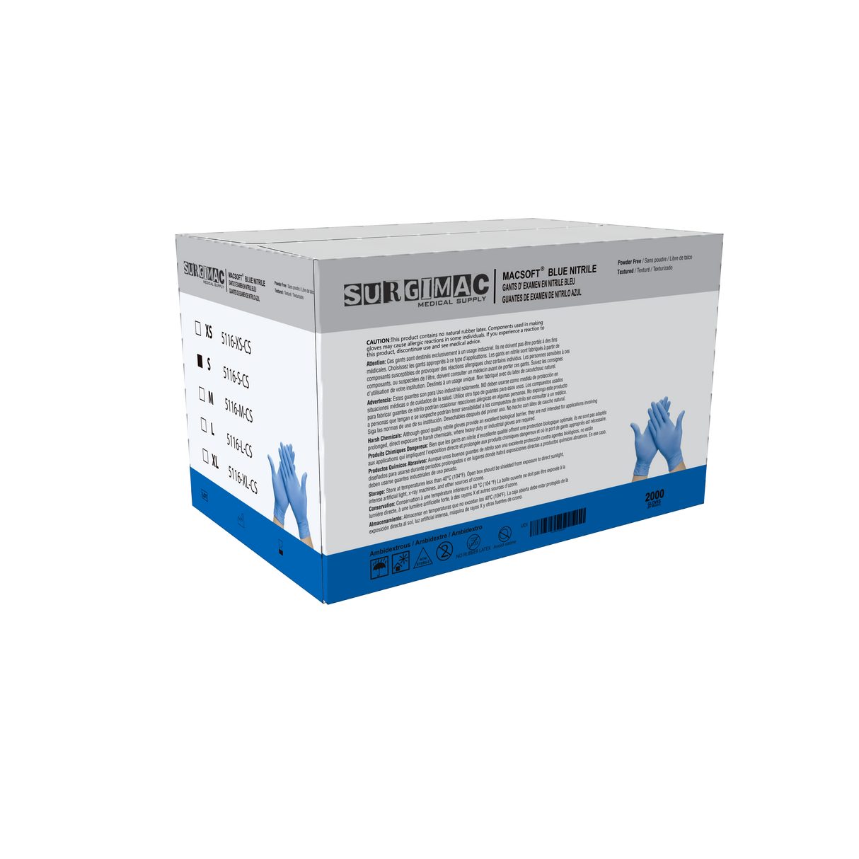 Nitrile Exam Gloves MacSoft by SurgiMac | Blue | Chemo Tested | 200 Count