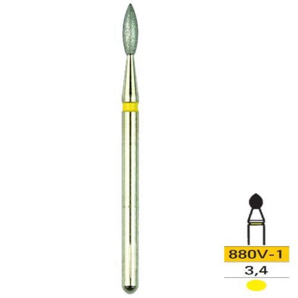 Shofu Dental | Robot FG Diamond, Bud, ISO #243/014, 3.4 Length, Super Fine, 1/pk | 880V-1