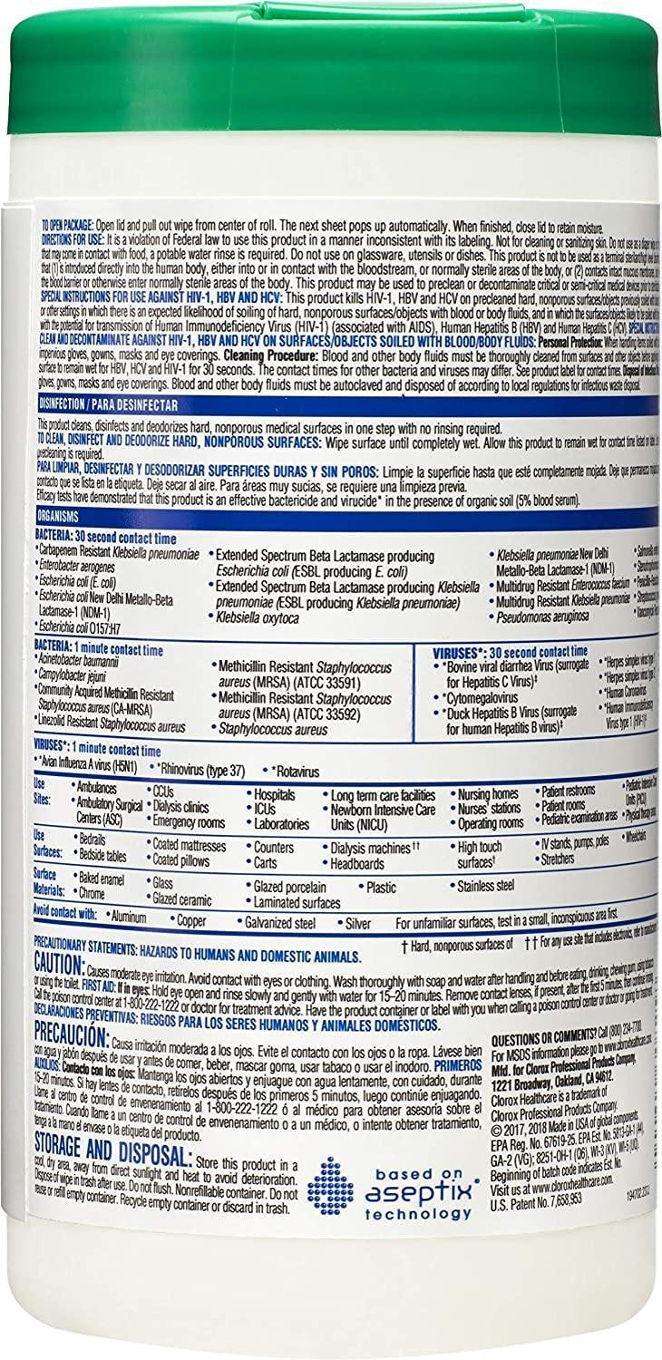 Clorox | Clorox Healthcare Hydrogen Peroxide Cleaner Disinfectant Wipes, 95 Count Canister | 30824