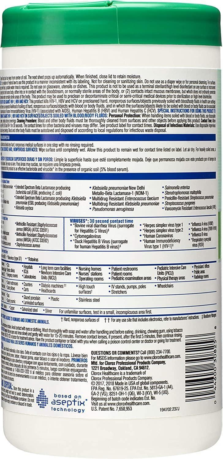 Clorox | Clorox Healthcare Hydrogen Peroxide Cleaner Disinfectant Wipes, 95 Count Canister | 30824