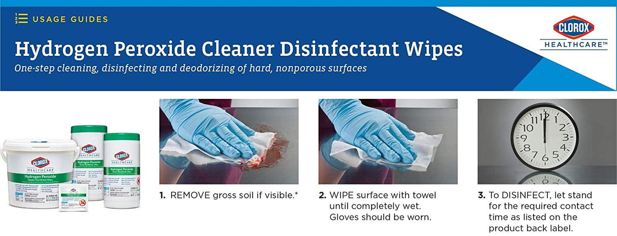 Clorox | Clorox HealthCare Hydrogen Peroxide Wipes 155/Can. 5.75" x 6.75" | 30825-CS