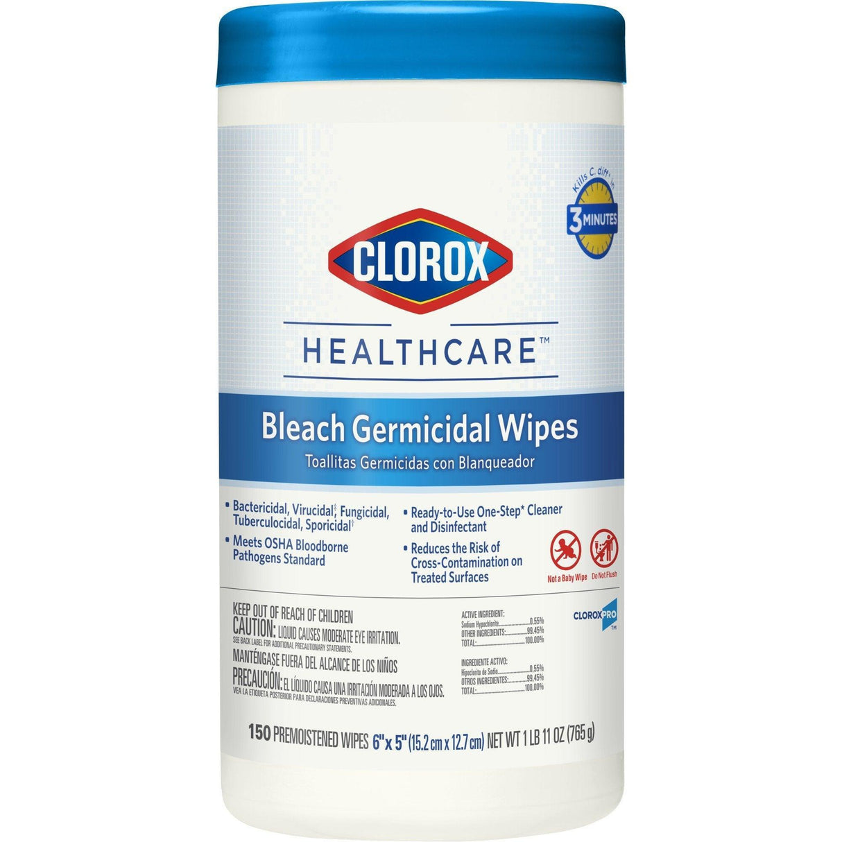 Clorox | Clorox Healthcare Surface Disinfectant Cleaner Premoistened Germicidal Manual Pull Wipe 150 Count | 30577