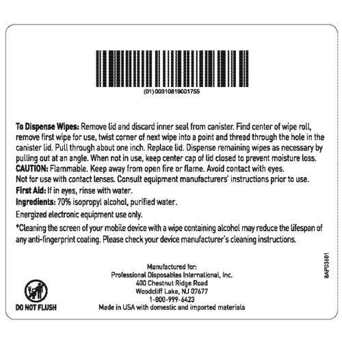 PDI | Easy Screen Surface Cleaner Premoistened Alcohol Based Manual Pull Wipe 70 Count Canister Alcohol Scent NonSterile | P03672-1
