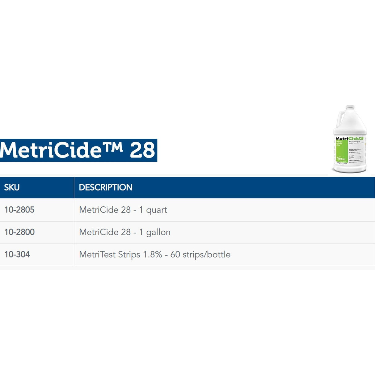 Metrex | Metrex MetriCide 28 High-Level Disinfectant / Sterilant | 10-2800-1