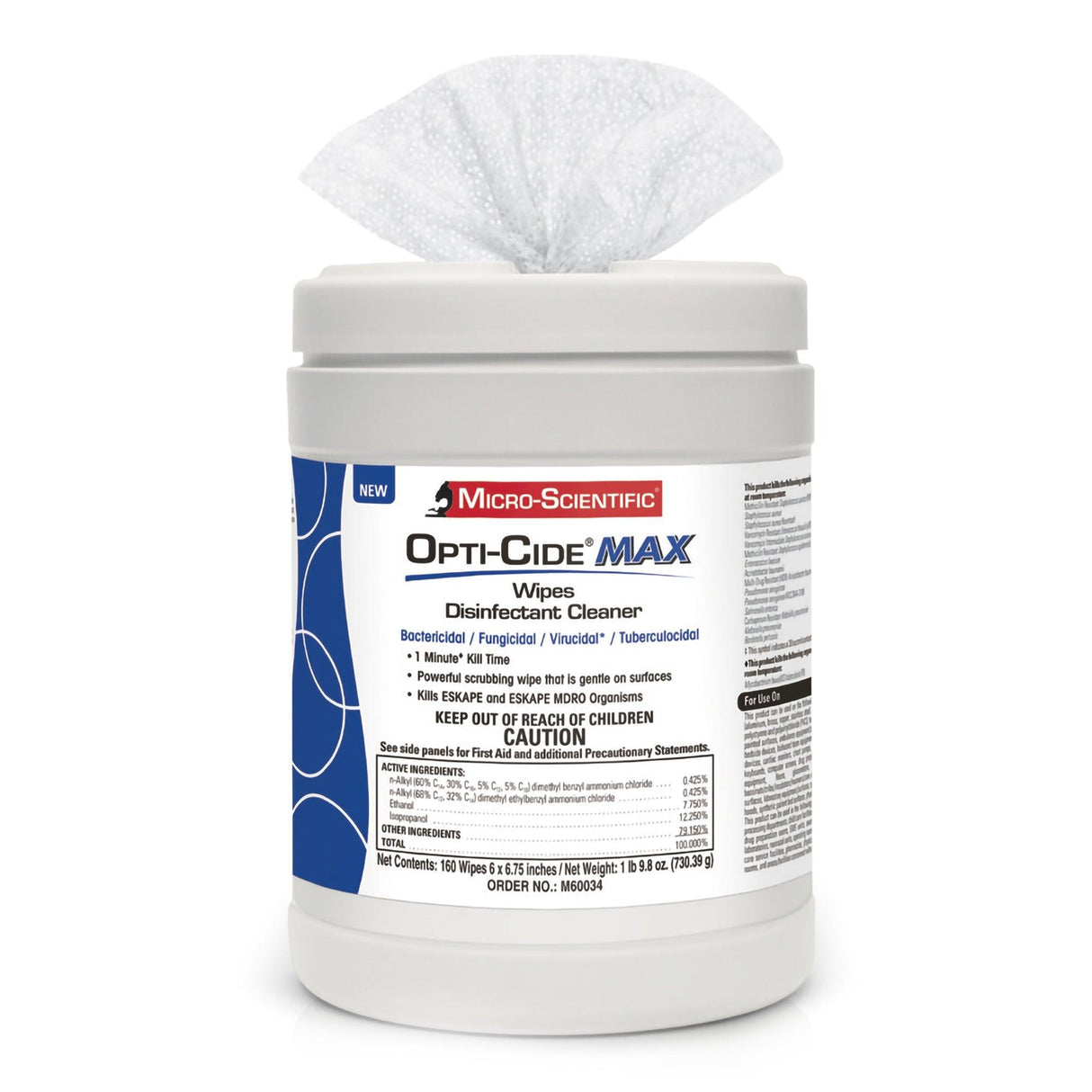 Micro Scientific Industries | Opti-Cide Max Surface Disinfectant Cleaner Premoistened Wipe | M60034-CS
