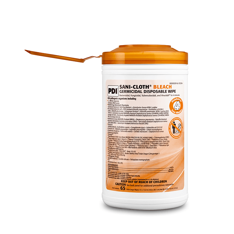 PDI | Sani-Cloth Bleach Surface Disinfectant Cleaner Premoistened Germicidal Wipe | P25784-1