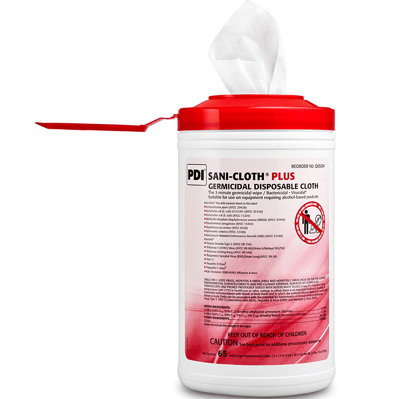 PDI | PDI Sani-Cloth Plus Extra-Large Wipes (7.5" x 15") 6 x 65/Canister. 3 min | Q85084-PL