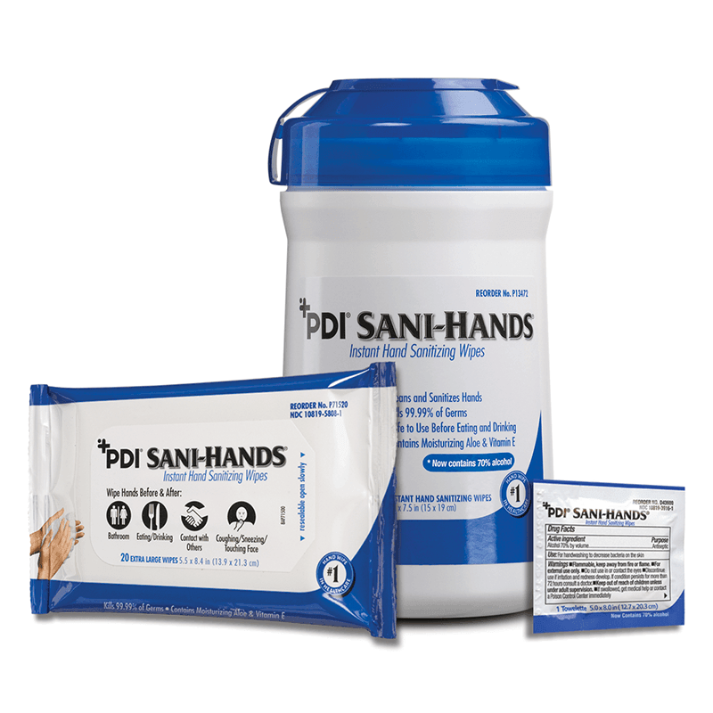 PDI | Hand Sanitizing Wipe Sani-Hands Ethyl Alcohol Wipe Soft Pack | P71520-1
