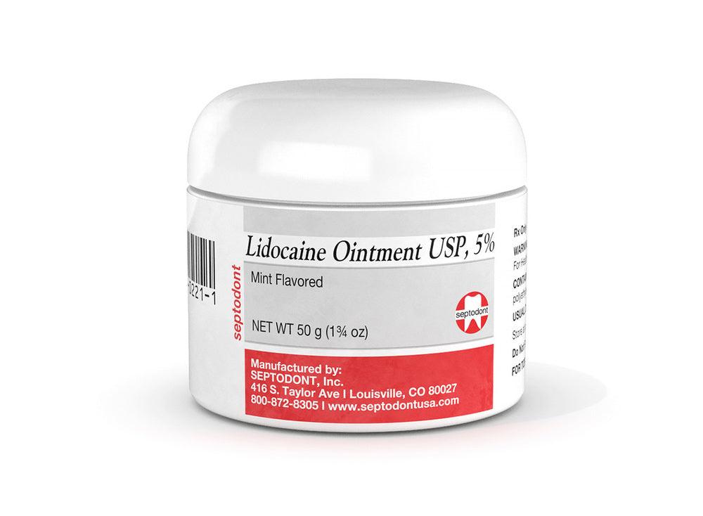 Septodont Lidocaine Ointment - USP 5% Mint Flavored Topical Anesthetic, 50 gm 01T0160