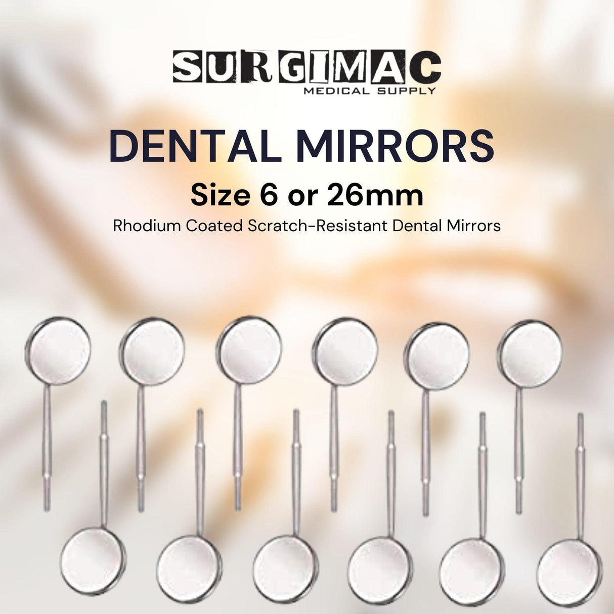 SurgiMac | Dental Mirrors: Front Surface Cone Socket Dental Diagnostic Mirrors by SurgiMac | MIR03-CS-N
