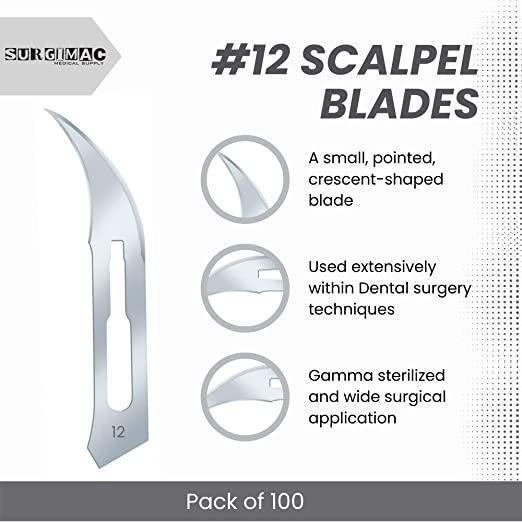 SurgiMac | SurgiMac #10 Sterile Stainless Steel Surgical Scalpel Blade, ProCut, Box of 100 | 10-1212-P