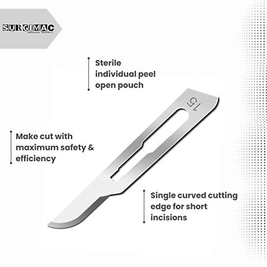 SurgiMac | SurgiMac #10 Sterile Stainless Steel Surgical Scalpel Blade, ProCut, Box of 100 | 10-1215-P