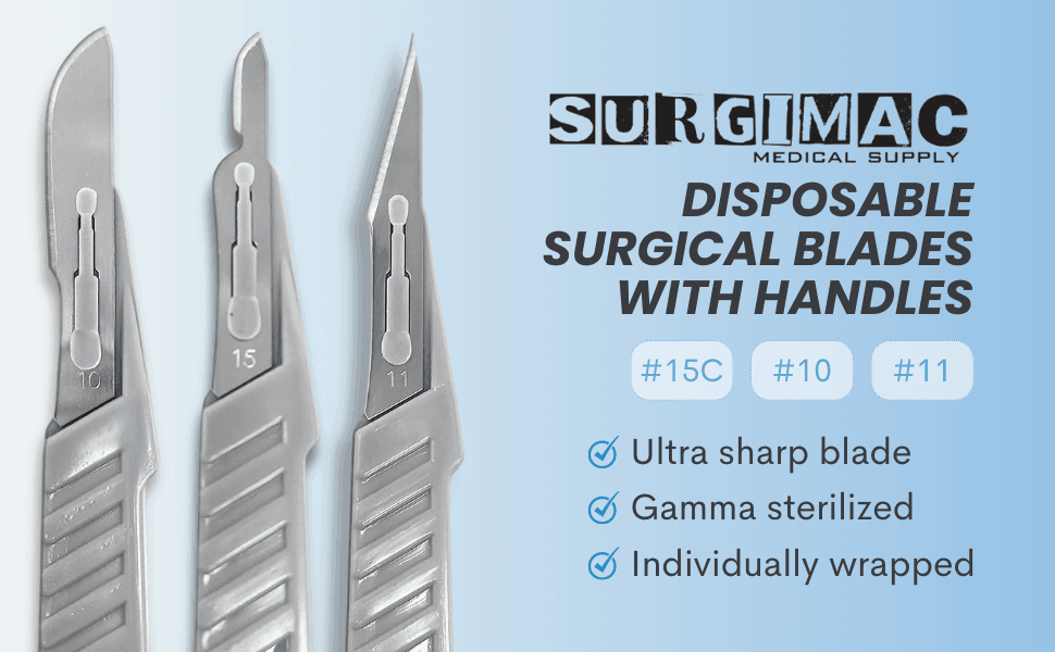 SurgiMac | SurgiMac #10 Sterile Stainless Steel Surgical Scalpel Blade, ProCut, Box of 100 | 10-1210-P
