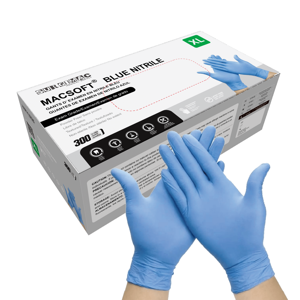 Nitrile Exam Gloves MacSoft by SurgiMac | Blue | Chemo Tested | 300 Count