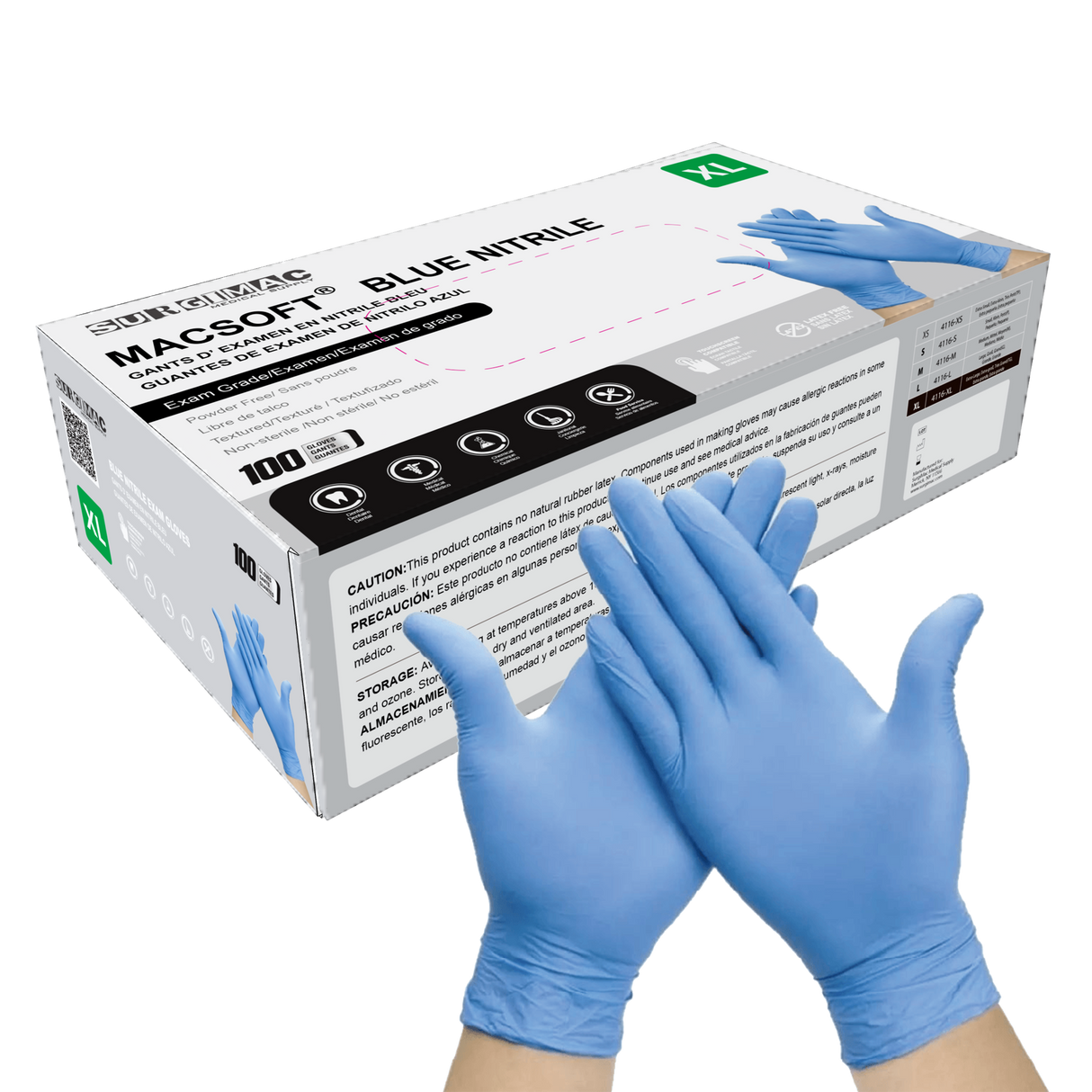Nitrile Exam Gloves MacSoft by SurgiMac | Blue | Chemo Tested | 100 Count