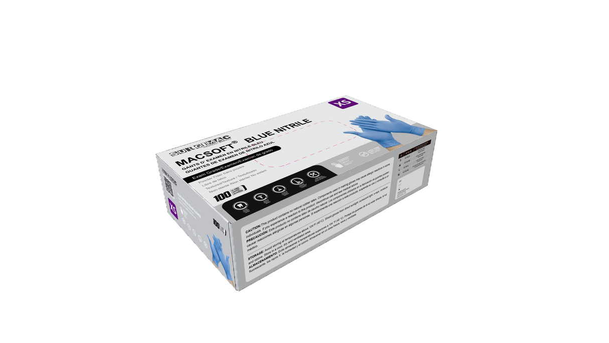 Nitrile Exam Gloves MacSoft by SurgiMac | Blue | Chemo Tested | 100 Count