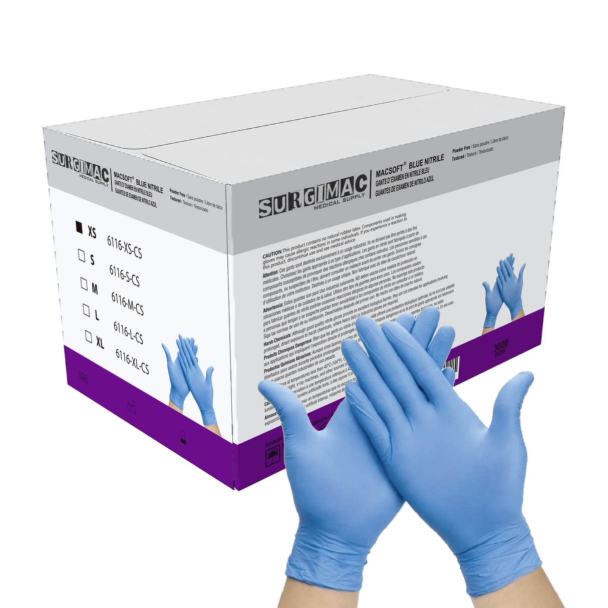 Nitrile Exam Gloves MacSoft by SurgiMac | Blue | Chemo Tested | 300 Count