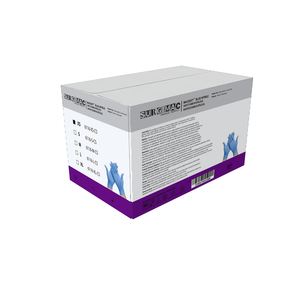 Nitrile Exam Gloves MacSoft by SurgiMac | Blue | Chemo Tested | 300 Count