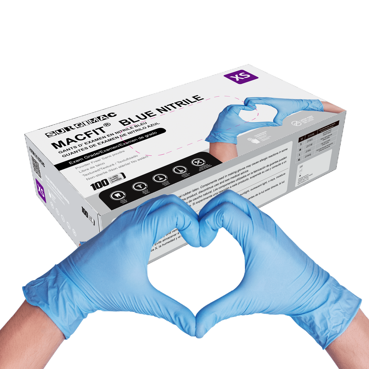 Nitrile Exam Gloves MacFit by SurgiMac | Blue | 100 Count