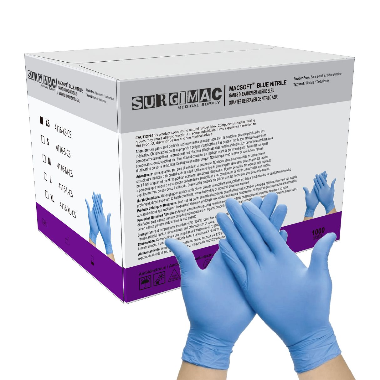Nitrile Exam Gloves MacSoft by SurgiMac | Blue | Chemo Tested | 100 Count