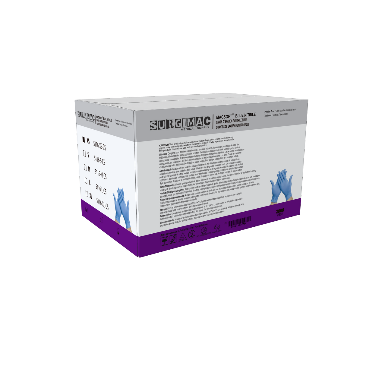 Nitrile Exam Gloves MacSoft by SurgiMac | Blue | Chemo Tested | 200 Count