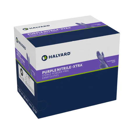 O&M Halyard Inc | Exam Glove Purple Nitrile-Xtra Sterile Pair Nitrile Extended Cuff Length Textured Fingertips Purple Chemo Tested | 14261-BX/50