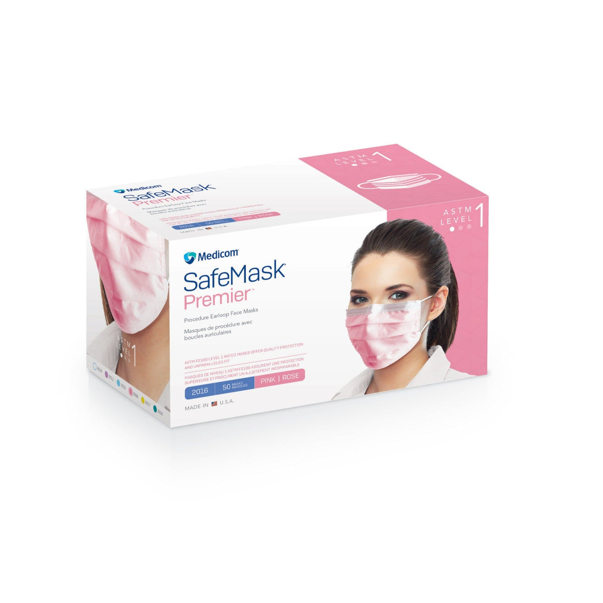 Medicom | SafeMask Earloop Mask, Astm Level 1, 50/Bx,10 Bx/Cs | 2016-M