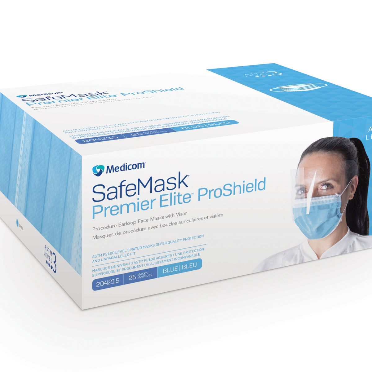 Medicom | Premier Elite ProShield Earloop Mask With Visor, Astm Level 3 ...