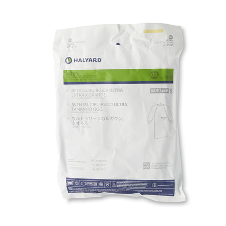 O&M Halyard Inc | Non-Reinforced Surgical Gown with Towel ULTRA Blue Sterile AAMI Level 3 Disposable | 95131-1