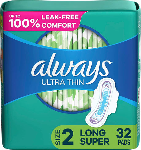 Procter & Gamble | Always Ultra Thin Pads, Size 2, Long Absorbency, Unscented, with Wings, 32/pk, 3pk/cs | 3700097020