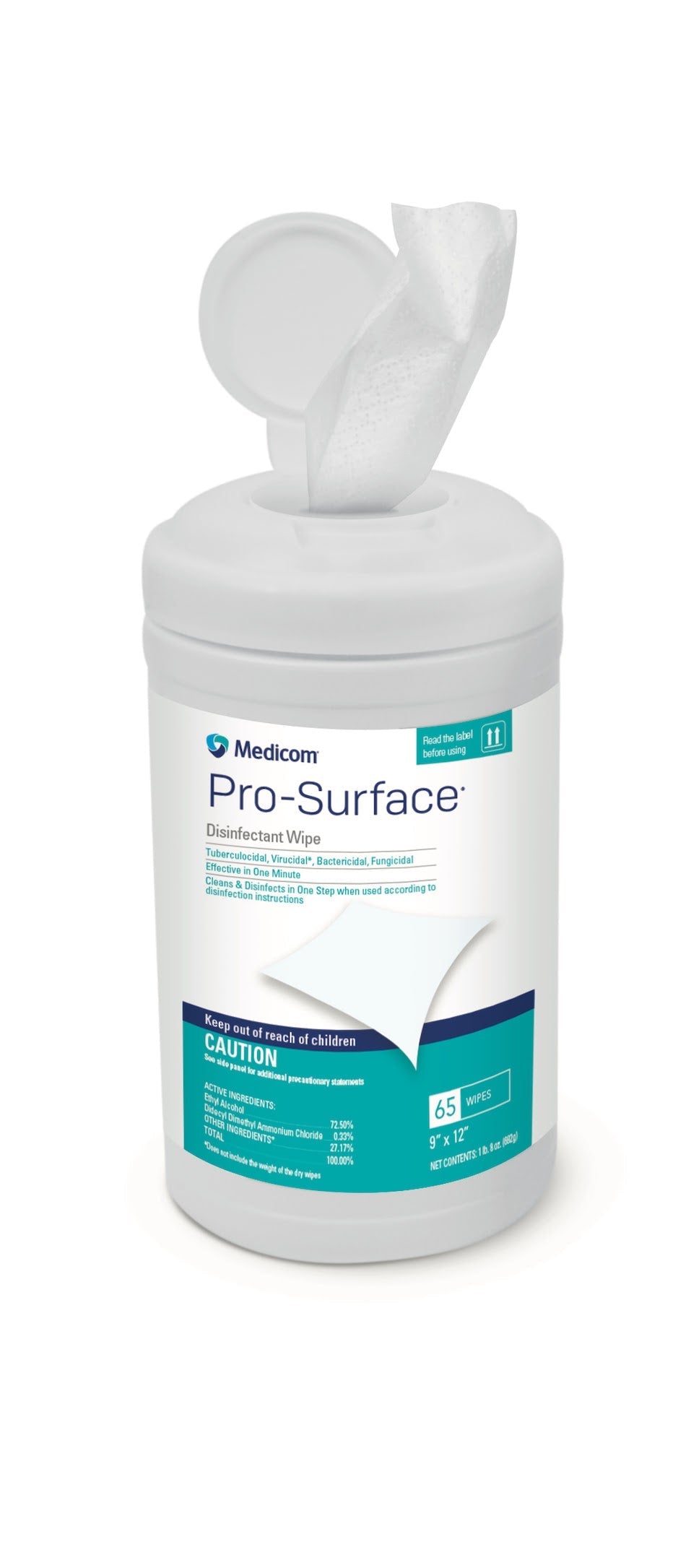 Medicom | 6" x 6.75" 160 Wipes/Canister, 12 Canisters/Cs | 40060