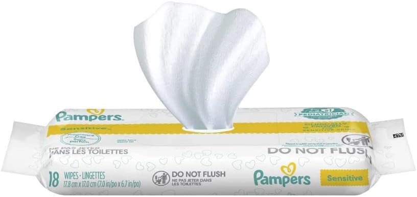 Procter & Gamble | Pampers Baby Wipes, Sensitive Pouch, 18/pk, 16pk/cs | 3700089282