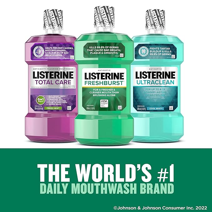 Listerine Fresh Burst Flavor Mouthwash, Case of 6 - 1.5 Liter Bottles