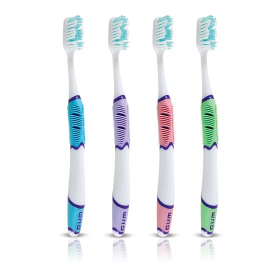 Sunstar | Technique Toothbrush, Patented Quad Grip, Sensitive Bristles, Full Head, 1 dz/bx | 516PG