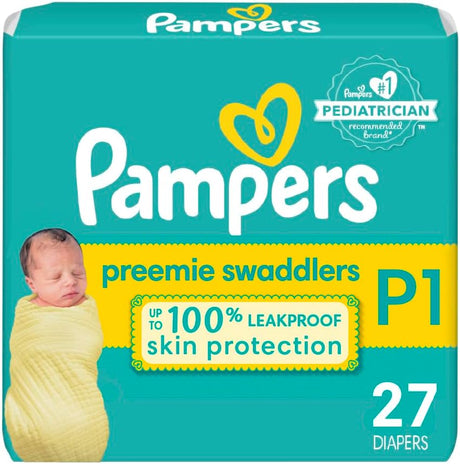 Procter & Gamble | Diapers, Pampers Preemie Swaddlers, 27/pk, 4pk/cs | 3700073917