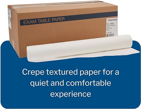 SurgiMac | Crepe Table Paper Roll, White, 12 Rolls Per Case | 18-6218