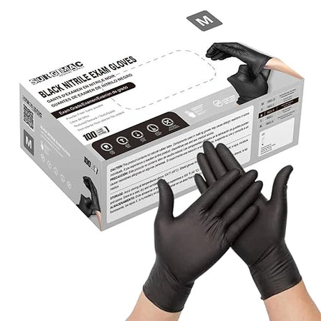 SurgiMac | Nitrile Exam Gloves MacSoft by SurgiMac | Black | Chemo Tested | 100 Count | 8117-M