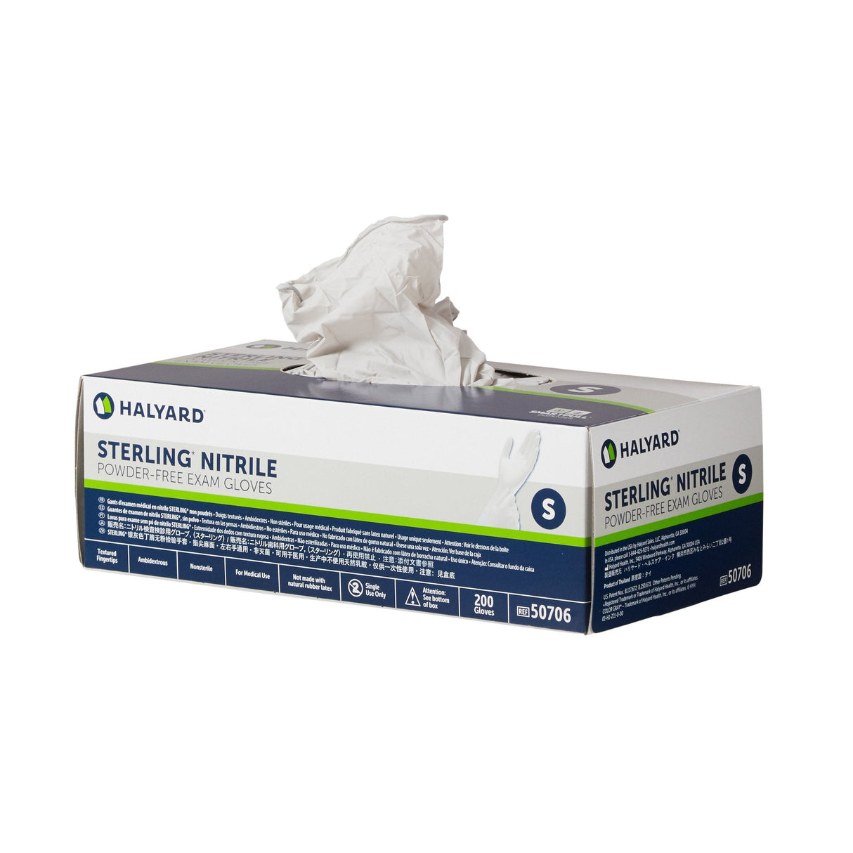 O&M Halyard Inc | Exam Glove STERLING NonSterile Nitrile Standard Cuff Length Textured Fingertips Gray Chemo Tested | 50706-200