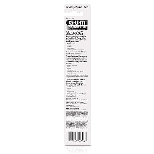 Sunstar | GUM End Tuft Toothbrush, Tapered Trim, 3 Rows, 7 Tufts, Small Head, 1 dz/bx | 308PD