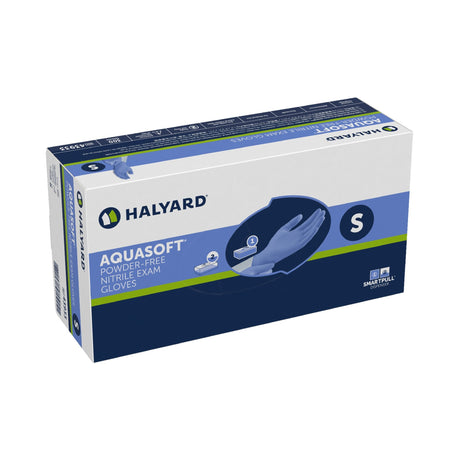 O&M Halyard Inc | Aquasoft Nitrile Exam Glove NonSterile Cuff Length Textured Fingertips Blue Chemo Tested | 43933-BX/300