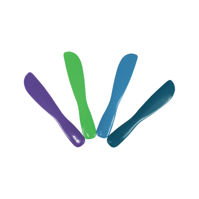 Zirc Dental Products | Mighty Mixer Assorted color 4/pk, Plastic Spatula with a Broad, Medium Flex | 50Z501ASTD