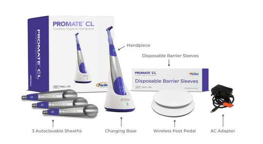 Pac-Dent | Pac-Dent Cordless Hygiene Handpiece with Sheaths, foot pedal and charger | PMCL-100