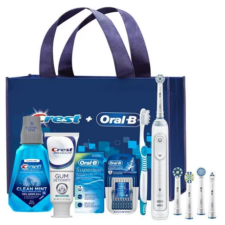 Procter & Gamble | Oral-B Electric Toothbrush; Crest Pro-Health Gum Detoxify Toothpaste (3.7 Oz); Crest Clean Mint Rinse (250 Ml); Oral-B Superfloss Mint (50 Ct.); Oral-B Sensitive Toothbrush; Precision Clean Brush (20 Ct); Sensitive Gum Care, Clean. 3/cs